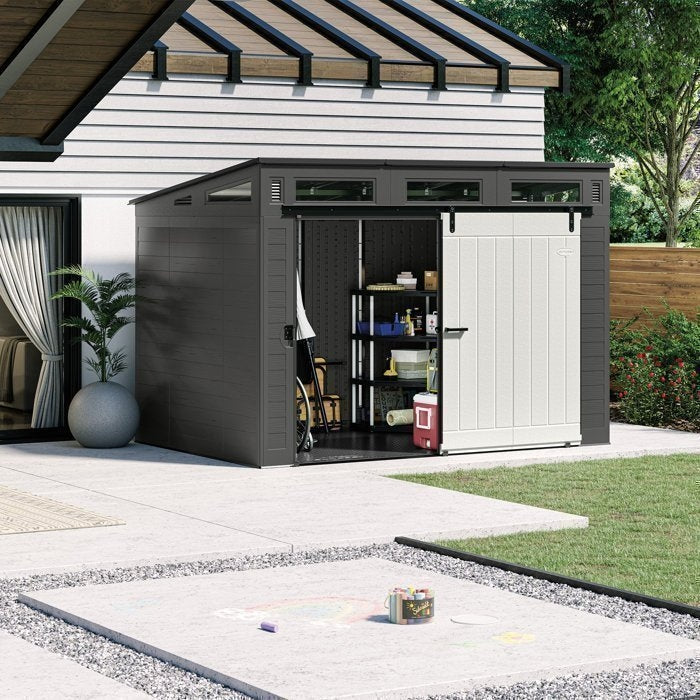 Jean Aristhene ModernBarn 10x7 ft. Barn Door Resin Storage Shed